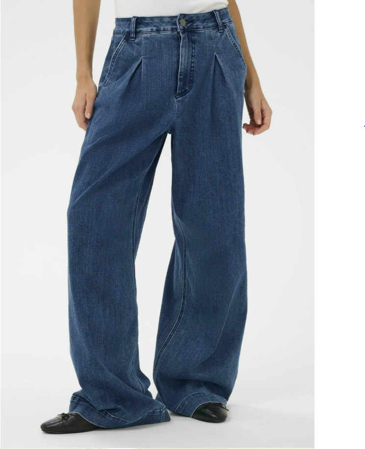 جينز KALEA بقصة واسعة مريحة – أزرق دنيم متوسط